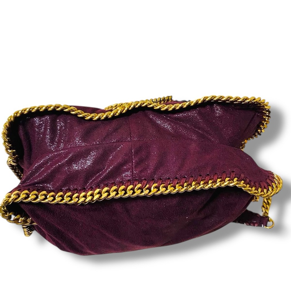 Stella McCartney Falabella Burgundy Purple Shaggy Deer Shoulder Bag Goldtone HW - Picture 12 of 17